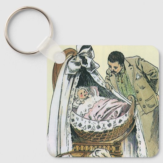 ヴィンテージハッピーファーザーズビクトリアンデイベビーバシネ キーホルダー (正面)