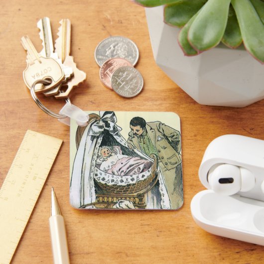 ヴィンテージハッピーファーザーズビクトリアンデイベビーバシネ キーホルダー (デスク)