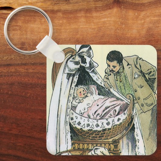 ヴィンテージハッピーファーザーズビクトリアンデイベビーバシネ キーホルダー (正面)