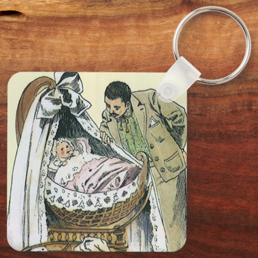 ヴィンテージハッピーファーザーズビクトリアンデイベビーバシネ キーホルダー (裏面)