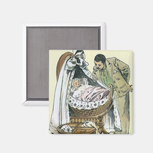 ヴィンテージハッピーファーザーズビクトリアンデイベビーバシネ マグネット (正面/裏面)