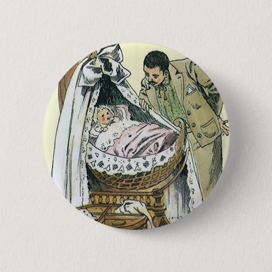 ヴィンテージハッピーファーザーズビクトリアンデイベビーバシネ 缶バッジ (正面)