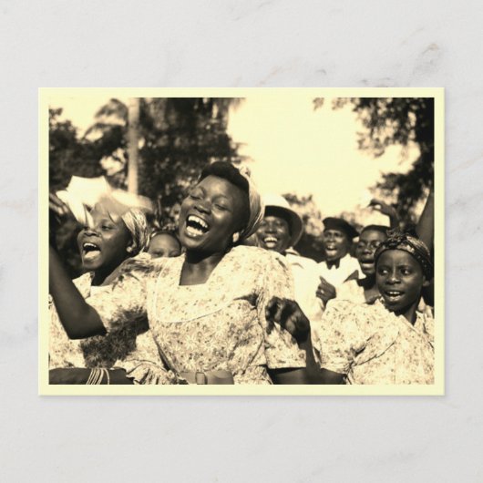 ヴィンテージハッピーブラックウィメンズ踊りはがき ポストカード (正面)