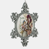 ヴィンテージハッピーホリデイズスノーフレークオーナメント スノーフレークピューターオーナメント (左)