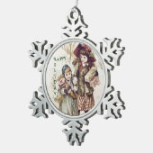 ヴィンテージハッピーホリデイズスノーフレークオーナメント スノーフレークピューターオーナメント (右)