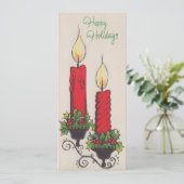 ヴィンテージハッピーホリデーズクリスマスキャンドル シーズンカード (スタンド正面)