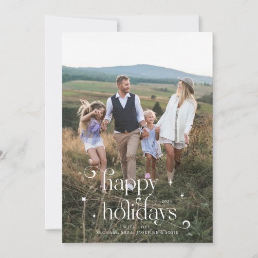 ヴィンテージハッピーホリデーズクリスマスフォト垂直 シーズンカード (正面)