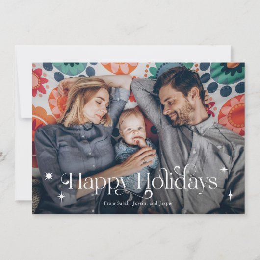 ヴィンテージハッピーホリデーズクリスマスフォト シーズンカード (正面)