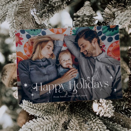 ヴィンテージハッピーホリデーズクリスマスフォト シーズンカード