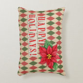 ヴィンテージハッピーホリデーレトロラッピング紙 アクセントクッション (正面(垂直))