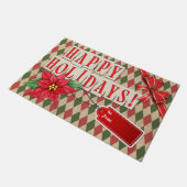 ヴィンテージハッピーホリデーレトロラッピング紙 ドアマット (アングル)