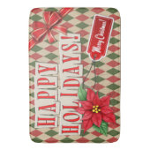 ヴィンテージハッピーホリデーレトロラッピング紙 バスマット (正面縦)