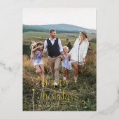 ヴィンテージハッピーホリデー素朴クリスマス写真 箔シーズンカード (正面)