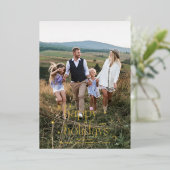 ヴィンテージハッピーホリデー素朴クリスマス写真 箔シーズンカード (立ち正面)