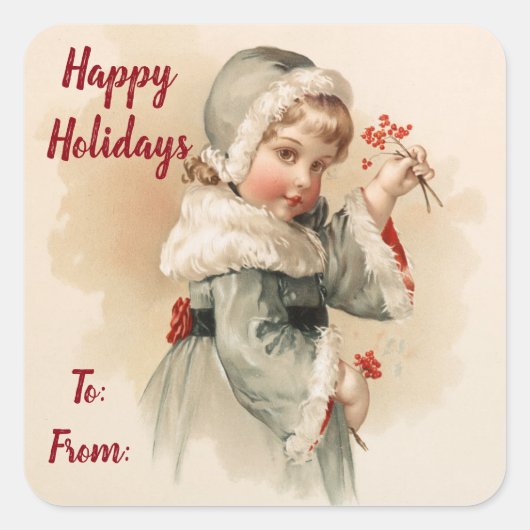 ヴィンテージハッピーホリデー スクエアシール (正面)