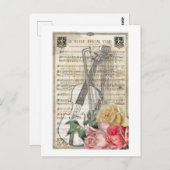 ヴィンテージハッピーマザーズデイヴァイオリンバラ付き ポストカード (正面/裏面)