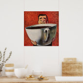 ヴィンテージハッピーマンカップ大コーヒー ポスター (キッチン)