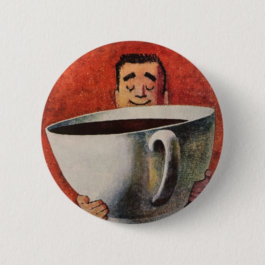 ヴィンテージハッピーマンカップ大コーヒー 缶バッジ (正面)
