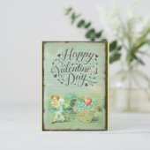 ヴィンテージハッピーヴァレンティーンズデイビクトリアンエンジェル ポストカード (スタンド正面)