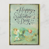 ヴィンテージハッピーヴァレンティーンズデイビクトリアンエンジェル ポストカード (正面)