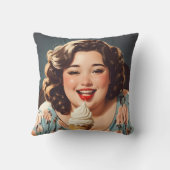 ヴィンテージハッピー食べ物ウィメンズアイスクリーム装飾用クッション クッション (裏面)