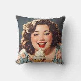 ヴィンテージハッピー食べ物ウィメンズアイスクリーム装飾用クッション クッション