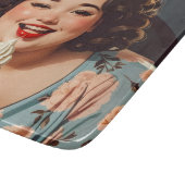 ヴィンテージハッピー食べ物ウーマンのアイスクリーム カッティングボード (角)