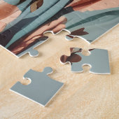 ヴィンテージハッピー食べ物ウーマンのアイスクリーム ジグソーパズル (側面)