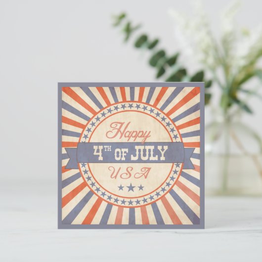 ヴィンテージハッピー4th of 7月USAスターストライプパーティー 招待状 (スタンド正面)
