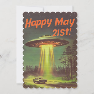 ヴィンテージハッピー5月21日Ufoと車のフィールド 招待状