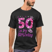 ヴィンテージハッピー50それは私の誕生日クラウンリップ50th tシャツ (正面)