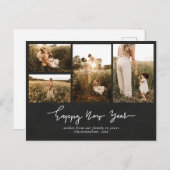 ヴィンテージハッピー・ニューイヤー・スクリプト |写真数々の シーズンポストカード (正面/裏面)