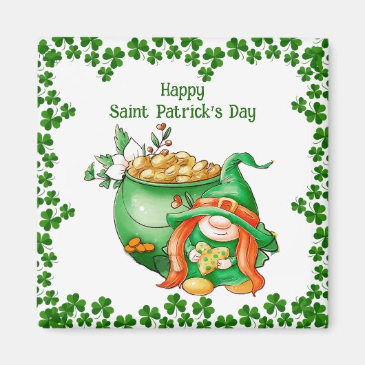 ヴィンテージハッピーSaint patricks dayポットの金ゴールド格言 マグネット (正面)