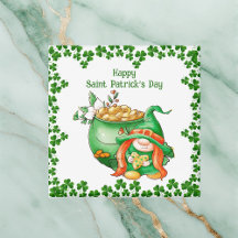 ヴィンテージハッピーSaint patricks dayポットの金ゴールド格言