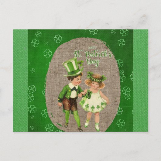 ヴィンテージハッピーSt patricks dayアイリッシュキッズグリーン ポストカード (正面)