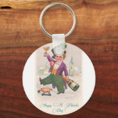 ヴィンテージハッピーSt patricks dayシャムロックシャンパーニュ キーホルダー (正面)