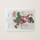 ヴィンテージハッピーSt patricks dayシャムロックシャンパーニュ ジグソーパズル (横)