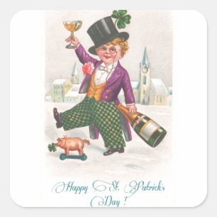 ヴィンテージハッピーSt patricks dayシャムロックシャンパーニュ スクエアシール