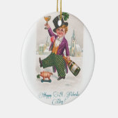 ヴィンテージハッピーSt patricks dayシャムロックシャンパーニュ セラミックオーナメント (右)