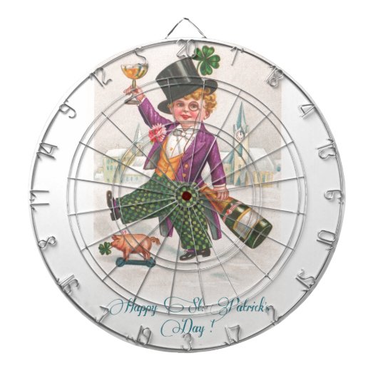 ヴィンテージハッピーSt patricks dayシャムロックシャンパーニュ ダーツボード (正面)