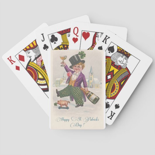 ヴィンテージハッピーSt patricks dayシャムロックシャンパーニュ トランプ (裏面)