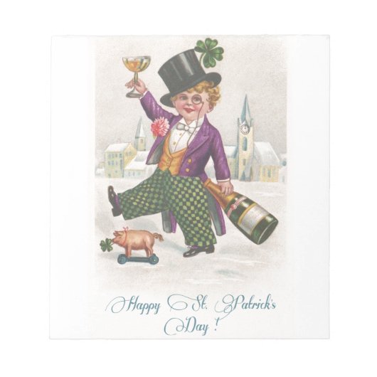 ヴィンテージハッピーSt patricks dayシャムロックシャンパーニュ ノートパッド (正面)