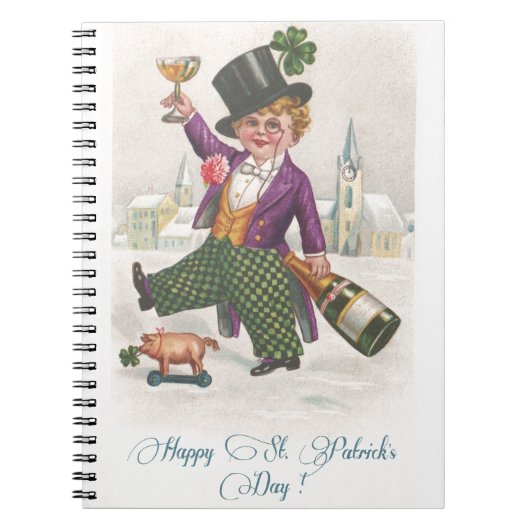 ヴィンテージハッピーSt patricks dayシャムロックシャンパーニュ ノートブック (正面)