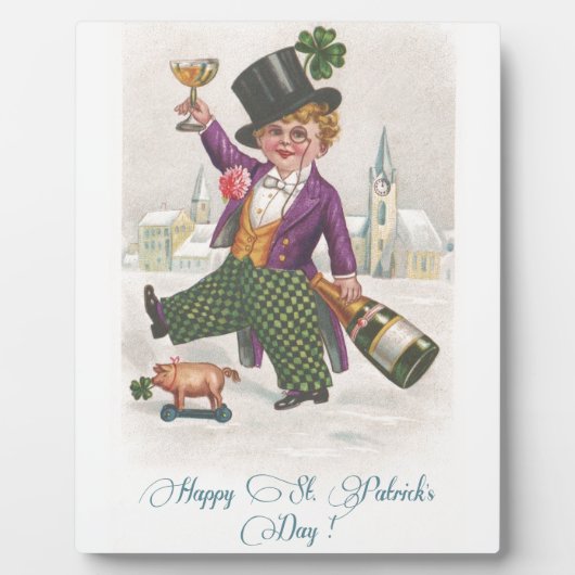 ヴィンテージハッピーSt patricks dayシャムロックシャンパーニュ フォトプラーク (正面)