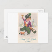 ヴィンテージハッピーSt patricks dayシャムロックシャンパーニュ ポストカード (正面/裏面)