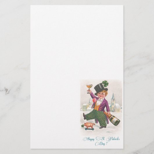 ヴィンテージハッピーSt patricks dayシャムロックシャンパーニュ 便箋 (正面)
