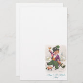 ヴィンテージハッピーSt patricks dayシャムロックシャンパーニュ 便箋 (正面/裏面)