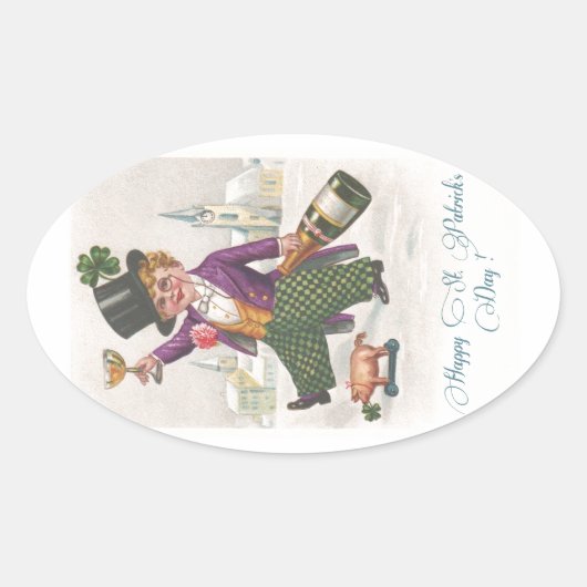 ヴィンテージハッピーSt patricks dayシャムロックシャンパーニュ 楕円形シール (正面)