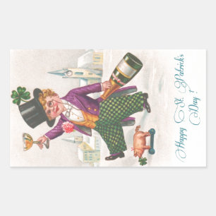 ヴィンテージハッピーSt patricks dayシャムロックシャンパーニュ 長方形シール