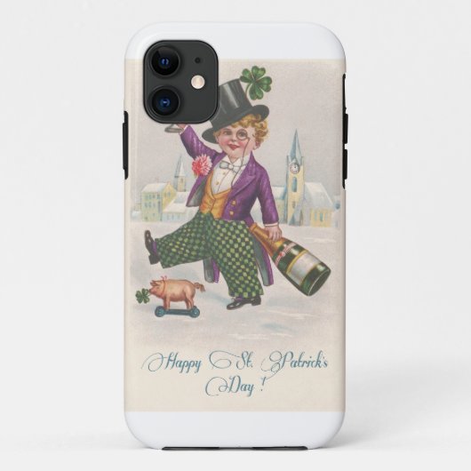 ヴィンテージハッピーSt patricks dayシャムロックシャンパーニュ Case-Mate iPhoneケース (裏面)